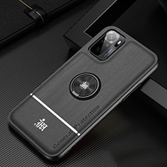Funda Silicona Carcasa Ultrafina Goma con Magnetico Anillo de dedo Soporte JM1 para Xiaomi Redmi Note 10S 4G Negro