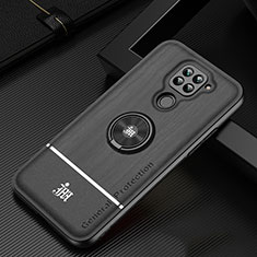 Funda Silicona Carcasa Ultrafina Goma con Magnetico Anillo de dedo Soporte JM1 para Xiaomi Redmi Note 9 Negro