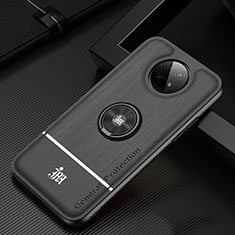 Funda Silicona Carcasa Ultrafina Goma con Magnetico Anillo de dedo Soporte JM1 para Xiaomi Redmi Note 9T 5G Negro