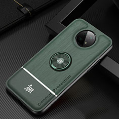 Funda Silicona Carcasa Ultrafina Goma con Magnetico Anillo de dedo Soporte JM1 para Xiaomi Redmi Note 9T 5G Verde