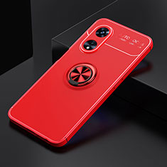 Funda Silicona Carcasa Ultrafina Goma con Magnetico Anillo de dedo Soporte JM2 para Oppo A58x 5G Rojo