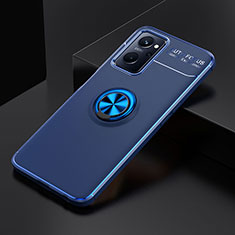 Funda Silicona Carcasa Ultrafina Goma con Magnetico Anillo de dedo Soporte JM2 para Oppo K10 4G Azul