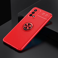 Funda Silicona Carcasa Ultrafina Goma con Magnetico Anillo de dedo Soporte JM2 para Oppo Reno6 Lite Rojo