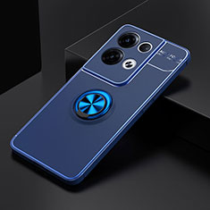 Funda Silicona Carcasa Ultrafina Goma con Magnetico Anillo de dedo Soporte JM2 para Oppo Reno8 Pro+ Plus 5G Azul