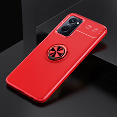 Funda Silicona Carcasa Ultrafina Goma con Magnetico Anillo de dedo Soporte JM2 para Realme 9i 4G Rojo