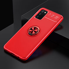 Funda Silicona Carcasa Ultrafina Goma con Magnetico Anillo de dedo Soporte JM2 para Samsung Galaxy A02s Rojo