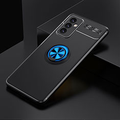 Funda Silicona Carcasa Ultrafina Goma con Magnetico Anillo de dedo Soporte JM2 para Samsung Galaxy A15 5G Azul y Negro