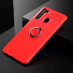 Funda Silicona Carcasa Ultrafina Goma con Magnetico Anillo de dedo Soporte JM2 para Samsung Galaxy A21 Rojo