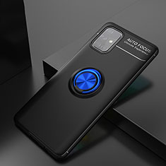 Funda Silicona Carcasa Ultrafina Goma con Magnetico Anillo de dedo Soporte JM2 para Samsung Galaxy A71 4G A715 Azul y Negro