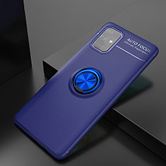 Funda Silicona Carcasa Ultrafina Goma con Magnetico Anillo de dedo Soporte JM2 para Samsung Galaxy A71 5G Azul