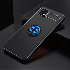 Funda Silicona Carcasa Ultrafina Goma con Magnetico Anillo de dedo Soporte JM2 para Samsung Galaxy F42 5G Azul y Negro