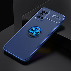 Funda Silicona Carcasa Ultrafina Goma con Magnetico Anillo de dedo Soporte JM2 para Samsung Galaxy F52 5G Azul