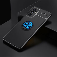 Funda Silicona Carcasa Ultrafina Goma con Magnetico Anillo de dedo Soporte JM2 para Samsung Galaxy Quantum2 5G Azul y Negro