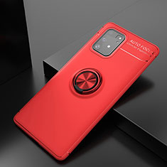 Funda Silicona Carcasa Ultrafina Goma con Magnetico Anillo de dedo Soporte JM2 para Samsung Galaxy S10 Lite Rojo
