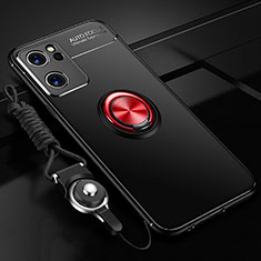 Funda Silicona Carcasa Ultrafina Goma con Magnetico Anillo de dedo Soporte JM3 para OnePlus Nord CE 2 5G Rojo y Negro