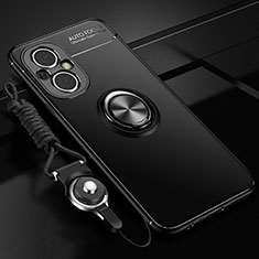 Funda Silicona Carcasa Ultrafina Goma con Magnetico Anillo de dedo Soporte JM3 para OnePlus Nord N20 5G Negro