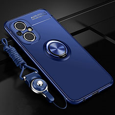 Funda Silicona Carcasa Ultrafina Goma con Magnetico Anillo de dedo Soporte JM3 para Oppo F21 Pro 5G Azul