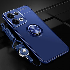 Funda Silicona Carcasa Ultrafina Goma con Magnetico Anillo de dedo Soporte JM3 para Oppo Reno8 Pro+ Plus 5G Azul