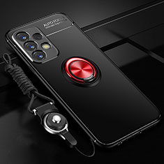 Funda Silicona Carcasa Ultrafina Goma con Magnetico Anillo de dedo Soporte JM3 para Samsung Galaxy A23 5G Rojo y Negro