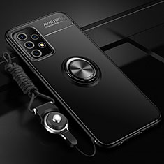 Funda Silicona Carcasa Ultrafina Goma con Magnetico Anillo de dedo Soporte JM3 para Samsung Galaxy A33 5G Negro