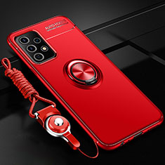 Funda Silicona Carcasa Ultrafina Goma con Magnetico Anillo de dedo Soporte JM3 para Samsung Galaxy A33 5G Rojo