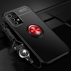 Funda Silicona Carcasa Ultrafina Goma con Magnetico Anillo de dedo Soporte JM3 para Samsung Galaxy A33 5G Rojo y Negro