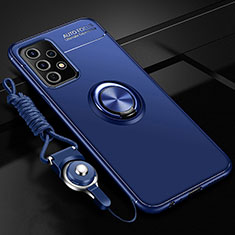 Funda Silicona Carcasa Ultrafina Goma con Magnetico Anillo de dedo Soporte JM3 para Samsung Galaxy A52s 5G Azul