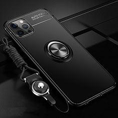 Funda Silicona Carcasa Ultrafina Goma con Magnetico Anillo de dedo Soporte N03 para Apple iPhone 12 Pro Max Negro