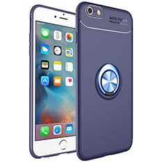 Funda Silicona Carcasa Ultrafina Goma con Magnetico Anillo de dedo Soporte para Apple iPhone 6S Plus Azul