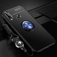 Funda Silicona Carcasa Ultrafina Goma con Magnetico Anillo de dedo Soporte para Huawei Enjoy 10 Plus Azul y Negro
