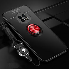 Funda Silicona Carcasa Ultrafina Goma con Magnetico Anillo de dedo Soporte para Huawei Enjoy 20 Plus 5G Rojo y Negro