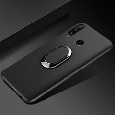 Funda Silicona Carcasa Ultrafina Goma con Magnetico Anillo de dedo Soporte para Huawei Enjoy 9s Negro