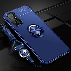 Funda Silicona Carcasa Ultrafina Goma con Magnetico Anillo de dedo Soporte para Huawei Honor 30 Azul