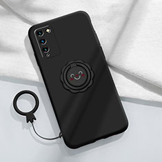 Funda Silicona Carcasa Ultrafina Goma con Magnetico Anillo de dedo Soporte para Huawei Honor 30 Lite 5G Negro