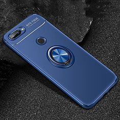 Funda Silicona Carcasa Ultrafina Goma con Magnetico Anillo de dedo Soporte para Huawei Honor 9 Lite Azul