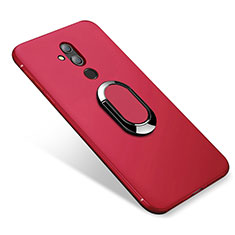 Funda Silicona Carcasa Ultrafina Goma con Magnetico Anillo de dedo Soporte para Huawei Maimang 7 Rojo