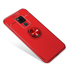 Funda Silicona Carcasa Ultrafina Goma con Magnetico Anillo de dedo Soporte para Huawei Mate 20 Rojo