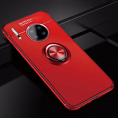 Funda Silicona Carcasa Ultrafina Goma con Magnetico Anillo de dedo Soporte para Huawei Mate 30 5G Rojo