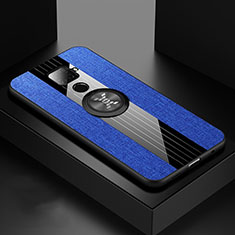 Funda Silicona Carcasa Ultrafina Goma con Magnetico Anillo de dedo Soporte para Huawei Mate 30 Lite Azul