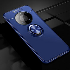 Funda Silicona Carcasa Ultrafina Goma con Magnetico Anillo de dedo Soporte para Huawei Mate 40 Azul