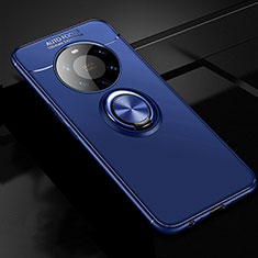 Funda Silicona Carcasa Ultrafina Goma con Magnetico Anillo de dedo Soporte para Huawei Mate 40 Pro+ Plus Azul