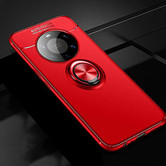 Funda Silicona Carcasa Ultrafina Goma con Magnetico Anillo de dedo Soporte para Huawei Mate 40 Pro+ Plus Rojo