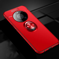 Funda Silicona Carcasa Ultrafina Goma con Magnetico Anillo de dedo Soporte para Huawei Mate 40 Pro Rojo