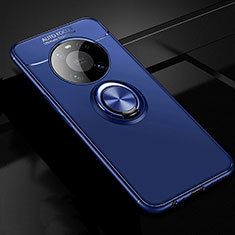 Funda Silicona Carcasa Ultrafina Goma con Magnetico Anillo de dedo Soporte para Huawei Mate 40E Pro 4G Azul