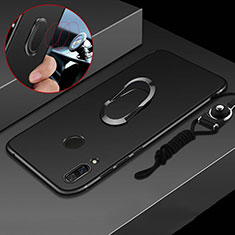 Funda Silicona Carcasa Ultrafina Goma con Magnetico Anillo de dedo Soporte para Huawei Nova 3i Negro