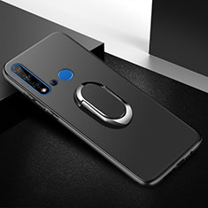 Funda Silicona Carcasa Ultrafina Goma con Magnetico Anillo de dedo Soporte para Huawei Nova 5i Negro