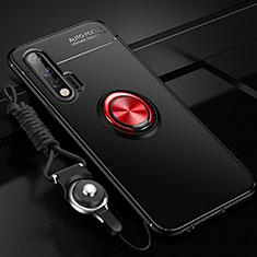Funda Silicona Carcasa Ultrafina Goma con Magnetico Anillo de dedo Soporte para Huawei Nova 6 5G Rojo y Negro