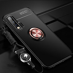 Funda Silicona Carcasa Ultrafina Goma con Magnetico Anillo de dedo Soporte para Huawei Nova 6 5G Rosa