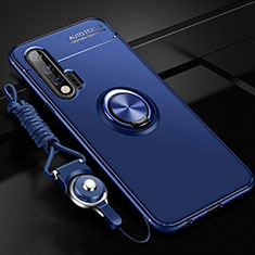 Funda Silicona Carcasa Ultrafina Goma con Magnetico Anillo de dedo Soporte para Huawei Nova 6 Azul