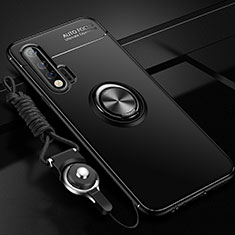 Funda Silicona Carcasa Ultrafina Goma con Magnetico Anillo de dedo Soporte para Huawei Nova 6 Negro